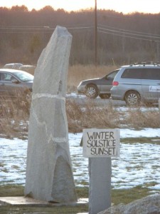 right stone marking winter solstice sunset