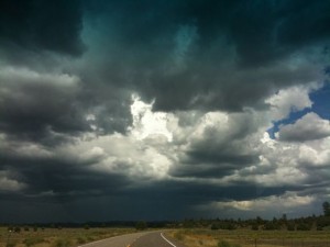 road sky thunderstorm